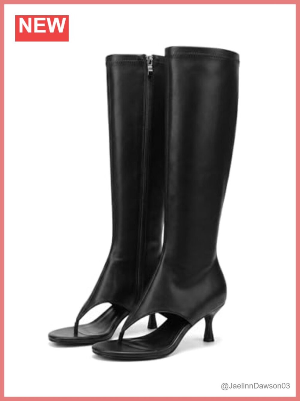 Women's Knee High Open Toe Stiletto Heel Sandal Boots Faux Leather